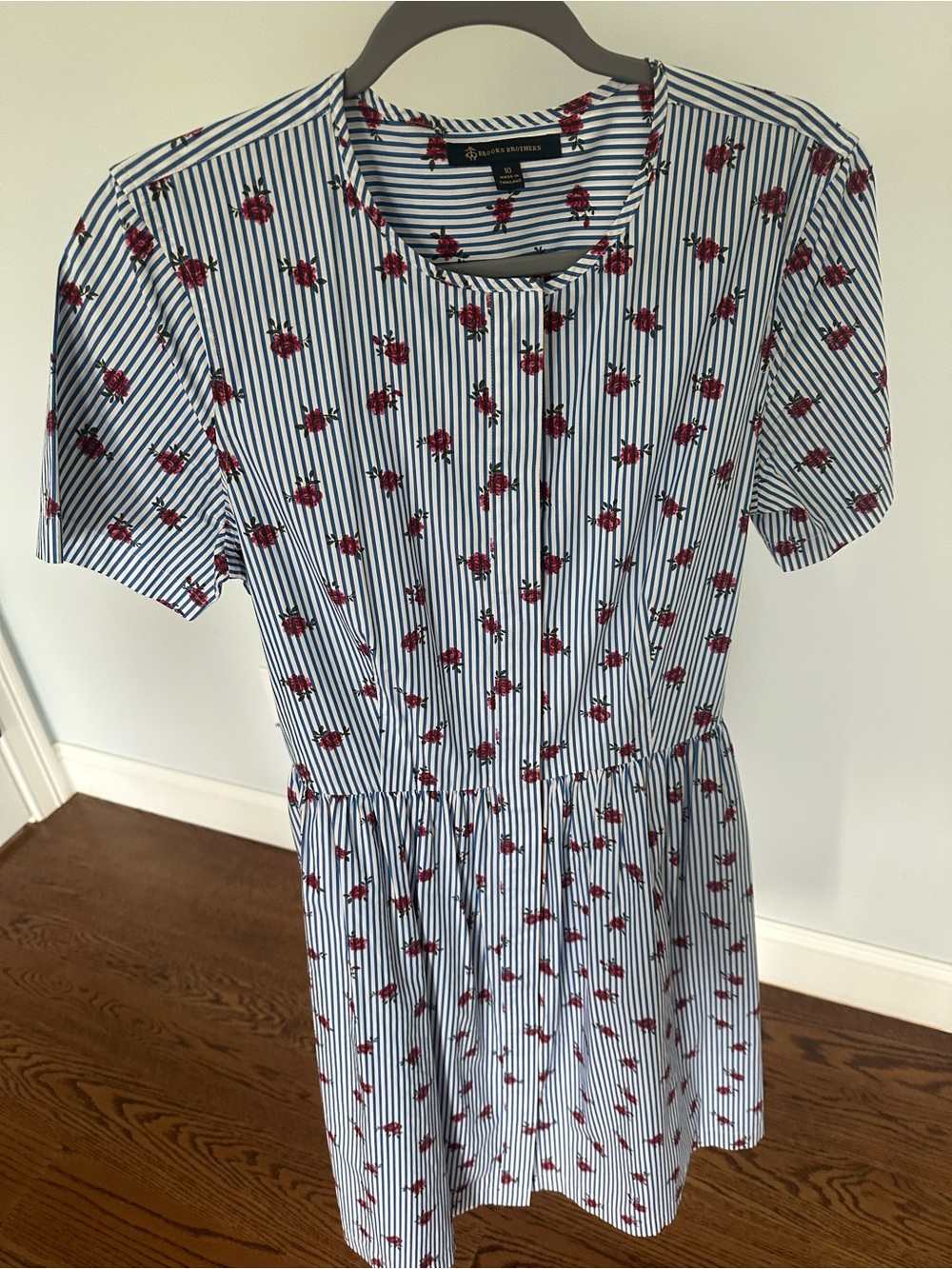 Brooks Brothers Cotton Poplin Striped Blue & White Shirtdress. - Picture 3 of 10